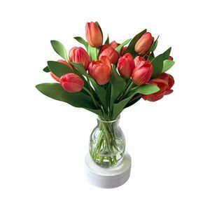 Elegant Two-Tone Tulip Bouquet in Glass Vase
